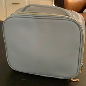 Gray multi compartment makeup case never used